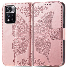 Funda de Cuero Cartera con Soporte Mariposa Carcasa para Xiaomi Poco X4 NFC Rosa