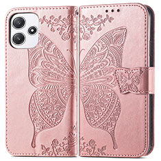 Funda de Cuero Cartera con Soporte Mariposa Carcasa para Xiaomi Redmi 12 5G Oro Rosa