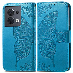 Funda de Cuero Cartera con Soporte Mariposa Carcasa para Xiaomi Redmi Note 13 Pro 5G Azul