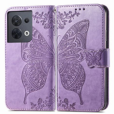 Funda de Cuero Cartera con Soporte Mariposa Carcasa para Xiaomi Redmi Note 13 Pro 5G Purpura Claro
