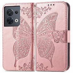 Funda de Cuero Cartera con Soporte Mariposa Carcasa para Xiaomi Redmi Note 13 Pro 5G Rosa