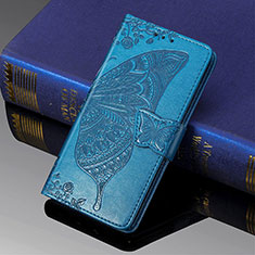 Funda de Cuero Cartera con Soporte Mariposa Carcasa S01D para Samsung Galaxy S22 Ultra 5G Azul