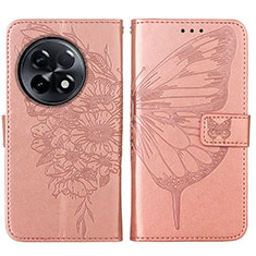 Funda de Cuero Cartera con Soporte Mariposa Carcasa Y01B para OnePlus 11R 5G Oro Rosa