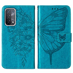 Funda de Cuero Cartera con Soporte Mariposa Carcasa Y01B para OnePlus Nord N200 5G Azul