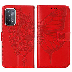 Funda de Cuero Cartera con Soporte Mariposa Carcasa Y01B para OnePlus Nord N200 5G Rojo