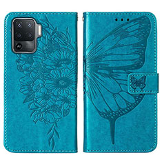 Funda de Cuero Cartera con Soporte Mariposa Carcasa Y01B para Oppo F19 Pro Azul