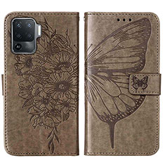 Funda de Cuero Cartera con Soporte Mariposa Carcasa Y01B para Oppo F19 Pro Gris