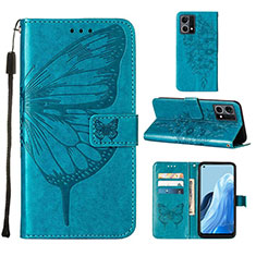 Funda de Cuero Cartera con Soporte Mariposa Carcasa Y01B para Oppo F21 Pro 4G Azul