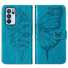 Funda de Cuero Cartera con Soporte Mariposa Carcasa Y01B para Oppo Reno6 Pro 5G India Azul