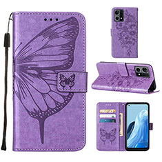 Funda de Cuero Cartera con Soporte Mariposa Carcasa Y01B para Oppo Reno7 4G Purpura Claro