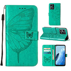 Funda de Cuero Cartera con Soporte Mariposa Carcasa Y01B para Oppo Reno7 4G Verde