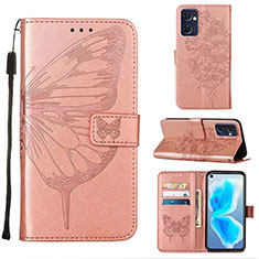 Funda de Cuero Cartera con Soporte Mariposa Carcasa Y01B para Oppo Reno7 5G Oro Rosa