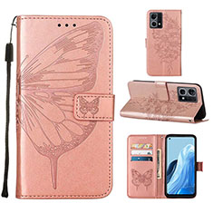 Funda de Cuero Cartera con Soporte Mariposa Carcasa Y01B para Oppo Reno8 4G Oro Rosa