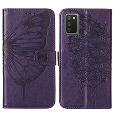 Funda de Cuero Cartera con Soporte Mariposa Carcasa Y01B para Samsung Galaxy A02s Morado