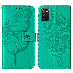 Funda de Cuero Cartera con Soporte Mariposa Carcasa Y01B para Samsung Galaxy A02s Verde