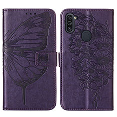 Funda de Cuero Cartera con Soporte Mariposa Carcasa Y01B para Samsung Galaxy A11 Morado