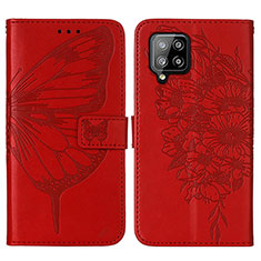 Funda de Cuero Cartera con Soporte Mariposa Carcasa Y01B para Samsung Galaxy A42 5G Rojo