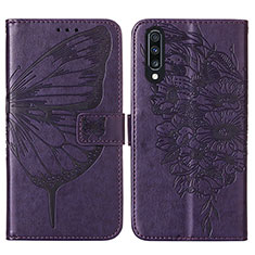 Funda de Cuero Cartera con Soporte Mariposa Carcasa Y01B para Samsung Galaxy A50S Morado