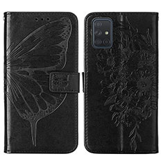 Funda de Cuero Cartera con Soporte Mariposa Carcasa Y01B para Samsung Galaxy A51 5G Negro