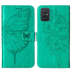 Funda de Cuero Cartera con Soporte Mariposa Carcasa Y01B para Samsung Galaxy A51 5G Verde