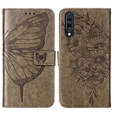 Funda de Cuero Cartera con Soporte Mariposa Carcasa Y01B para Samsung Galaxy A70 Gris