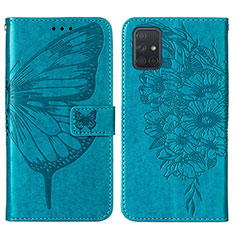 Funda de Cuero Cartera con Soporte Mariposa Carcasa Y01B para Samsung Galaxy A71 5G Azul