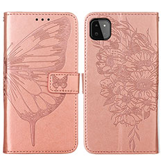 Funda de Cuero Cartera con Soporte Mariposa Carcasa Y01B para Samsung Galaxy F42 5G Oro Rosa