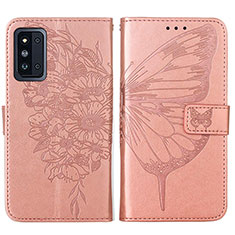 Funda de Cuero Cartera con Soporte Mariposa Carcasa Y01B para Samsung Galaxy F52 5G Oro Rosa