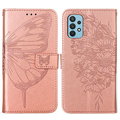 Funda de Cuero Cartera con Soporte Mariposa Carcasa Y01B para Samsung Galaxy M32 5G Oro Rosa
