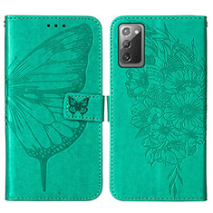 Funda de Cuero Cartera con Soporte Mariposa Carcasa Y01B para Samsung Galaxy Note 20 5G Verde