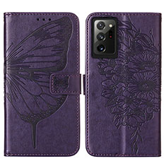 Funda de Cuero Cartera con Soporte Mariposa Carcasa Y01B para Samsung Galaxy Note 20 Ultra 5G Morado