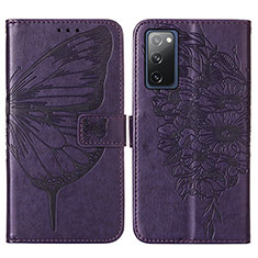 Funda de Cuero Cartera con Soporte Mariposa Carcasa Y01B para Samsung Galaxy S20 FE (2022) 5G Morado