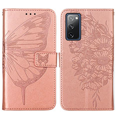 Funda de Cuero Cartera con Soporte Mariposa Carcasa Y01B para Samsung Galaxy S20 FE (2022) 5G Oro Rosa