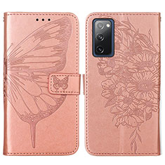 Funda de Cuero Cartera con Soporte Mariposa Carcasa Y01B para Samsung Galaxy S20 FE 5G Oro Rosa