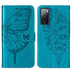 Funda de Cuero Cartera con Soporte Mariposa Carcasa Y01B para Samsung Galaxy S20 Lite 5G Azul