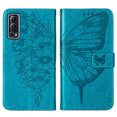 Funda de Cuero Cartera con Soporte Mariposa Carcasa Y01B para Vivo Y72 5G Azul