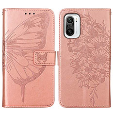 Funda de Cuero Cartera con Soporte Mariposa Carcasa Y01B para Xiaomi Mi 11i 5G Oro Rosa