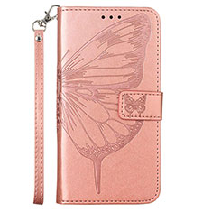 Funda de Cuero Cartera con Soporte Mariposa Carcasa Y02B para Samsung Galaxy A02s Oro Rosa