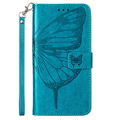 Funda de Cuero Cartera con Soporte Mariposa Carcasa Y02B para Samsung Galaxy M02s Azul