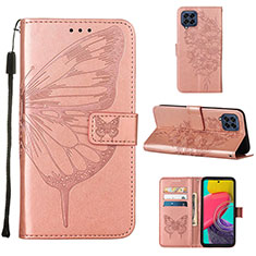 Funda de Cuero Cartera con Soporte Mariposa Carcasa Y02B para Samsung Galaxy M33 5G Oro Rosa