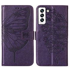 Funda de Cuero Cartera con Soporte Mariposa Carcasa Y06B para Samsung Galaxy S21 5G Morado