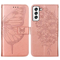 Funda de Cuero Cartera con Soporte Mariposa Carcasa Y06B para Samsung Galaxy S21 5G Oro Rosa