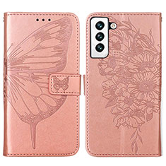 Funda de Cuero Cartera con Soporte Mariposa Carcasa Y06B para Samsung Galaxy S22 5G Oro Rosa