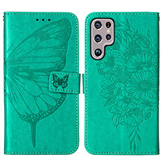 Funda de Cuero Cartera con Soporte Mariposa Carcasa Y06B para Samsung Galaxy S22 Ultra 5G Verde