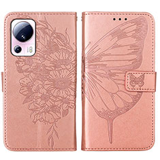 Funda de Cuero Cartera con Soporte Mariposa Carcasa YB1 para Xiaomi Civi 2 5G Oro Rosa