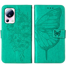 Funda de Cuero Cartera con Soporte Mariposa Carcasa YB1 para Xiaomi Mi 13 Lite 5G Verde