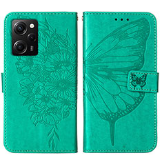 Funda de Cuero Cartera con Soporte Mariposa Carcasa YB1 para Xiaomi Poco X5 Pro 5G Verde