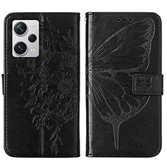 Funda de Cuero Cartera con Soporte Mariposa Carcasa YB1 para Xiaomi Redmi Note 12 Explorer Negro