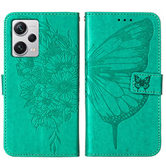 Funda de Cuero Cartera con Soporte Mariposa Carcasa YB1 para Xiaomi Redmi Note 12 Explorer Verde
