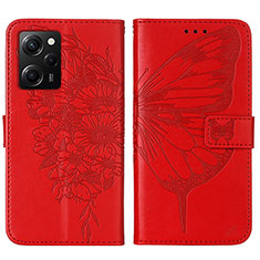 Funda de Cuero Cartera con Soporte Mariposa Carcasa YB1 para Xiaomi Redmi Note 12 Pro Speed 5G Rojo